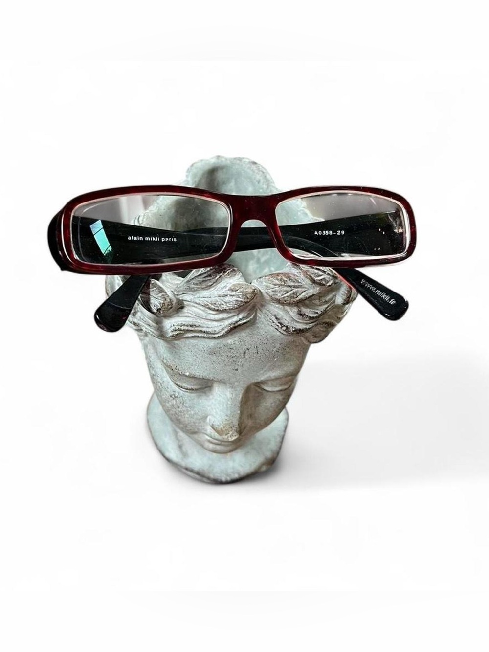Alain Mikli vintage y2k Rectangular Glasses Frames Burgundy Red Black A0358-29